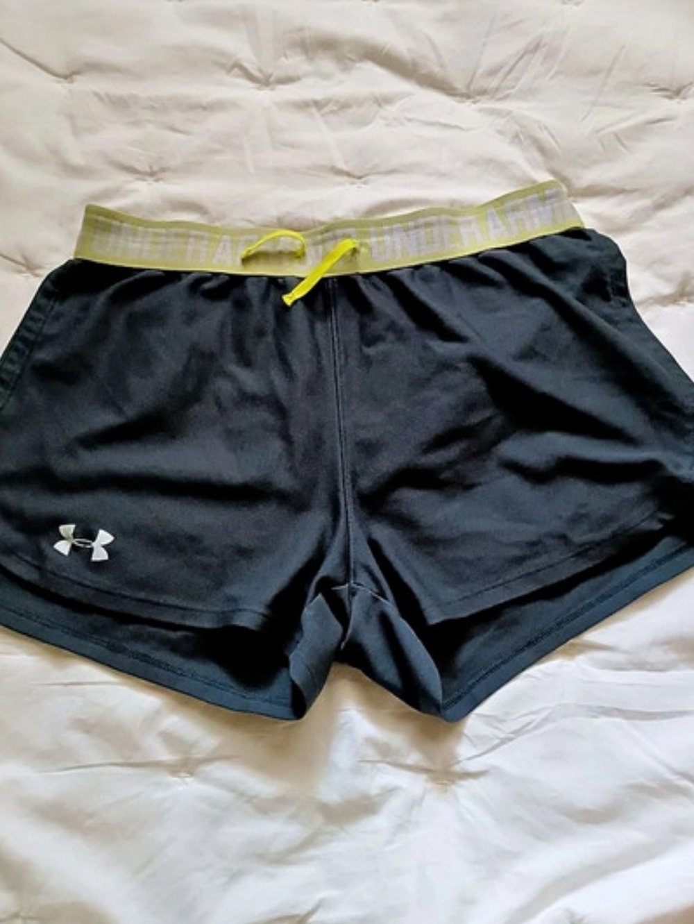 Under Armour UA Tech Play Up Shorts in Black & Yellow